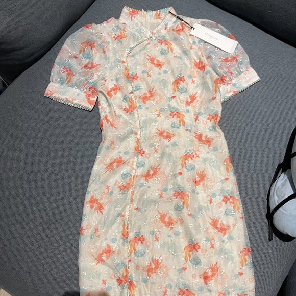 Peacebird Chinese Qipao Jacquard Dress - Picture 2 of 4